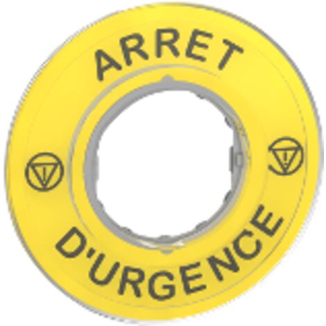 Marked legend Ø60 for emergency stop-ARRET D'URGENCE/logo ISO13850 - ZBY9120