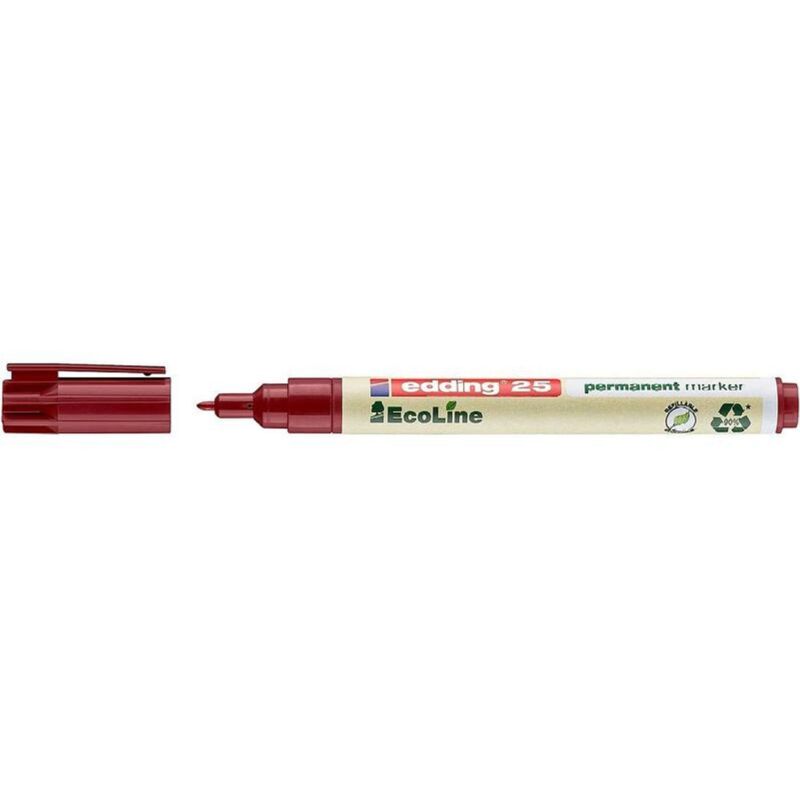 Edding - 25 EcoLine Permanent Marker Bullet Tip 1mm Line Red (Pack 10)