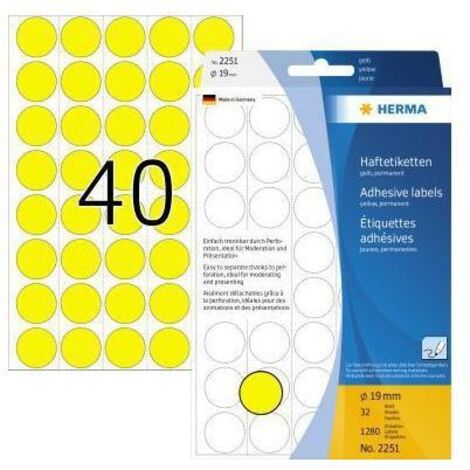 Markierungspunkt 19mm Papier gelb 1.280 Etik./Pack. 19mm Papier gelb 1.280 Etik./Pack.
