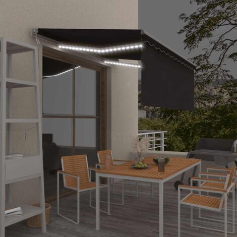 Markise Automatisch mit Rollo LED Windsensor 3,5x2,5m Anthrazit
