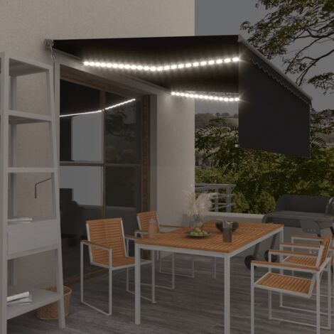 Markise Automatisch mit Rollo LED Windsensor 4x3m Anthrazit vidaXL