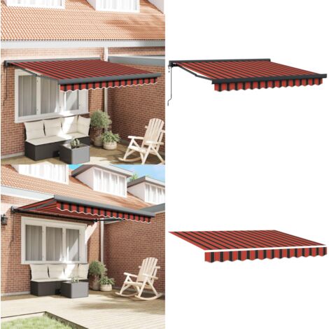 Markise Einziehbar Orange und Braun 3,5x2,5 m Stoff & Aluminium - Gartenmarkise - Außenmarkise - Sonnenschutz - Terrassendach - Markisentuch - Home & Living