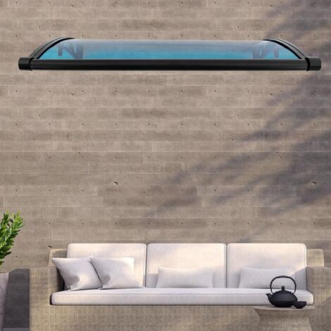 Markise für Türeingang mit Ablaufspüle, Markisen für Türen, Fensterüberdachung außen mit Kunststoff-Stahlhalterung, Polycarbonat-Abdeckung, UV-Schutz, Regen, Schneeschutz für Haus