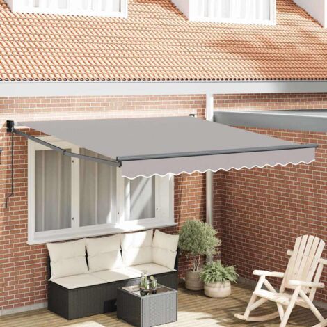 Markise Hellgrau 3 x 2,5 m Polyester und Metall vidaXL