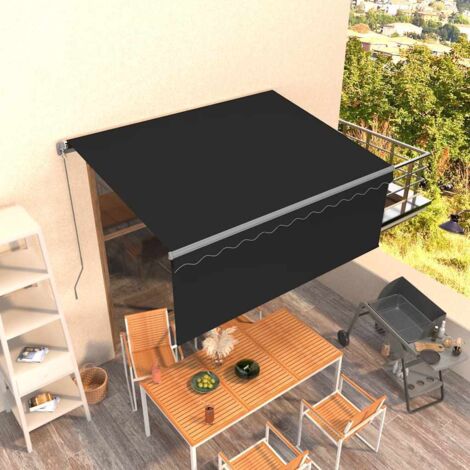 Markise Manuell Einziehbar mit Rollo 3,5x2,5 m Anthrazit