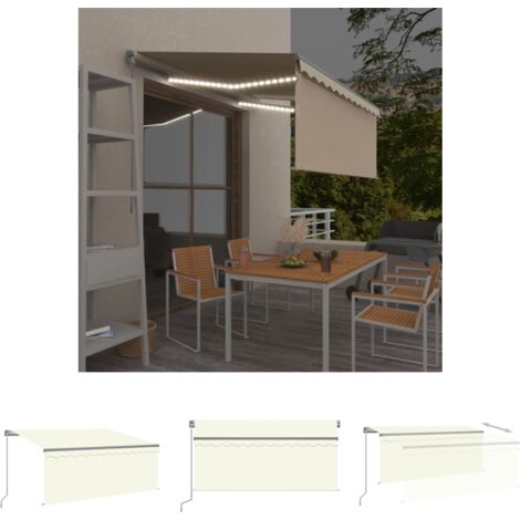 Markise mit Rollo - vidaXL Markise Manuell Einziehbar mit Rollo & LED 3x2,5 m Creme - Außenmarkise
