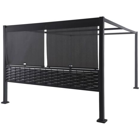 Markisenset für Gartenlaube Zalya graphit 3m - 2 Markisen + 2 halbe Zierpaneele - Hespéride