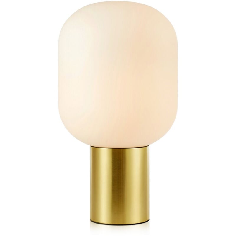 Brooklyn Lampada da Tavolo 1 Globo Luce 44cm Ottone Spazzolato, Bianco - Markslojd