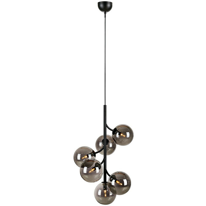 Image of Callisto Sospensione a Soffitto Globo in Vetro 6 Luci Nero, Fumo - Markslojd