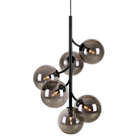 Markslojd CALLISTO Plafonnier Suspension Glass Globe 6 Lumière Noir, Fumée
