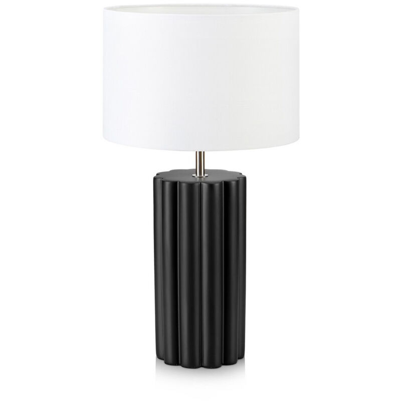 Image of Column Lampada da tavolo nera con paralume rotondo bianco - Markslojd