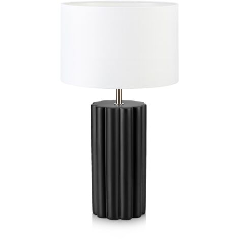 Markslojd COLUMN Lampe de table noire avec abat-jour rond blanc