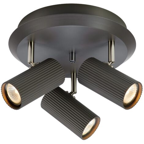 Markslojd COSTILLA Cluster Plafonnier Rond Spot 3 Lumières Gris Foncé, Nickel Satiné