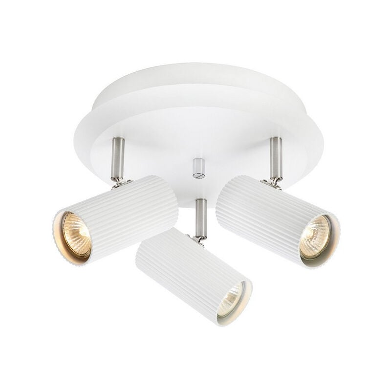 Costilla Cluster Plafonnier Rond Spot 3 Lumières Blanc, Nickel Satiné - Markslojd
