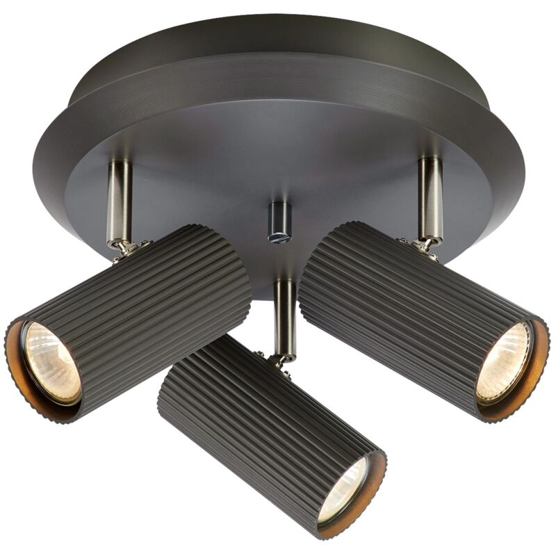 Markslojd - costilla Cluster Plafonnier Rond Spot 3 Lumières Gris Foncé, Nickel Satiné