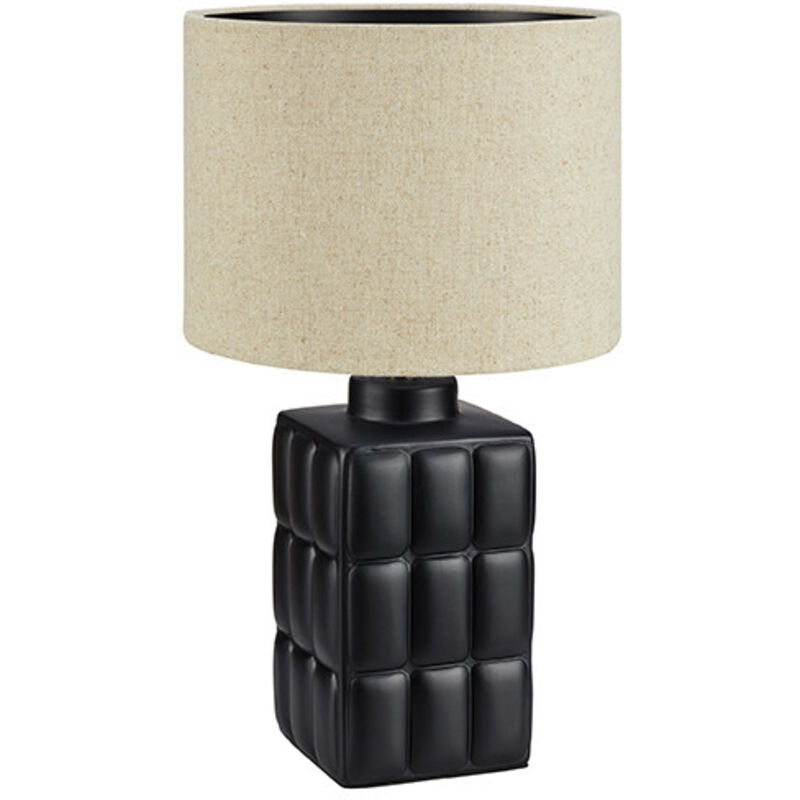 Markslojd CUSCINI Tischlampe Big 1 Light Black mit rundem Schirm Beige