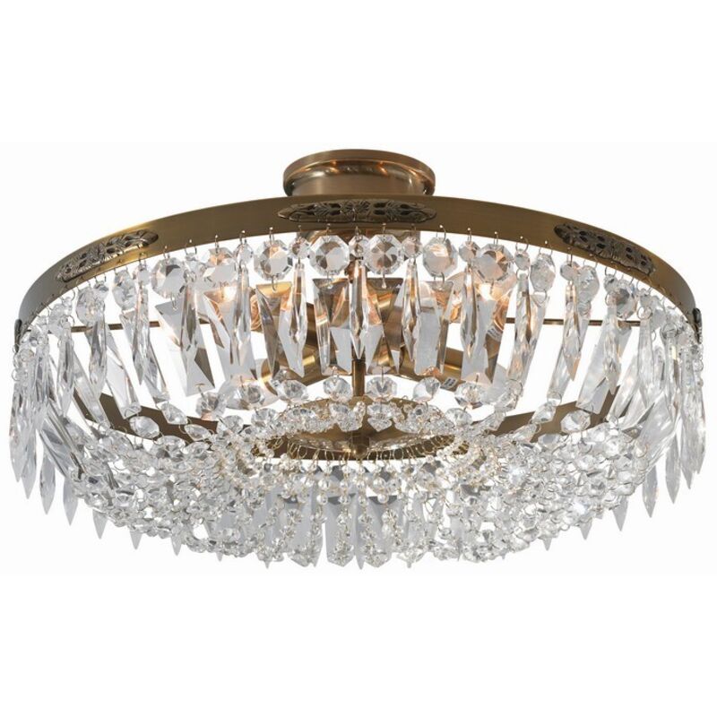 Markslojd - hovdala - Lámpara de araña de techo semi empotrada de 4 luces de cristal antiguo, E14