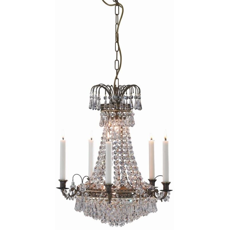 LK100642 - Lampadario in cristallo a 6 luci Lampada da soffitto antica, E14 - Markslojd