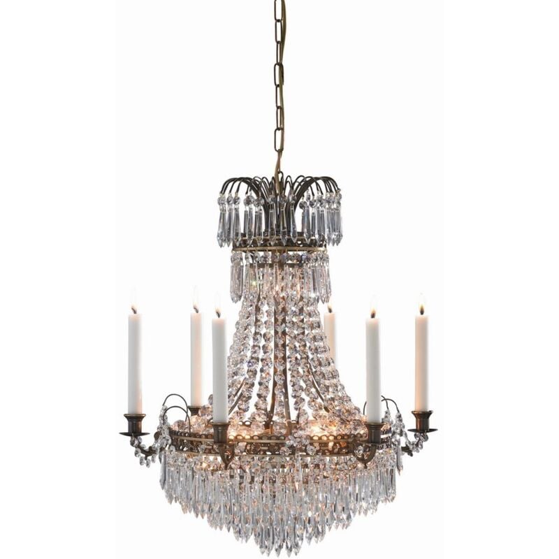 LK100649 - Lámpara de techo tipo candelabro de cristal de 7 luces, antigua, E14 - Markslojd