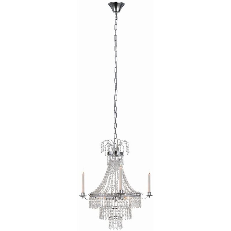 Marielund - Lampadario in cristallo a 3 luci con plafoniera cromata, attacco E14 - Markslojd