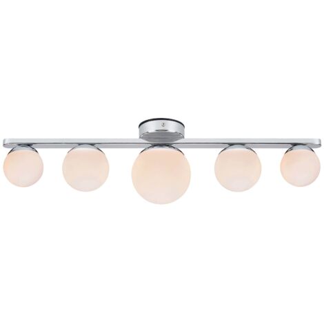 Markslojd puro plafonnier applique 5 globe light chrome opale ip44