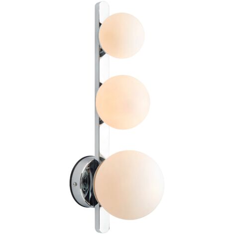 Markslojd PURO Wall 3 Globe Light Chrome, Opale, IP44