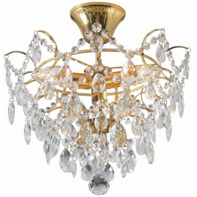 Rosendal - Lampada da soffitto semincasso a 3 luci in cristallo oro, E14 - Markslojd