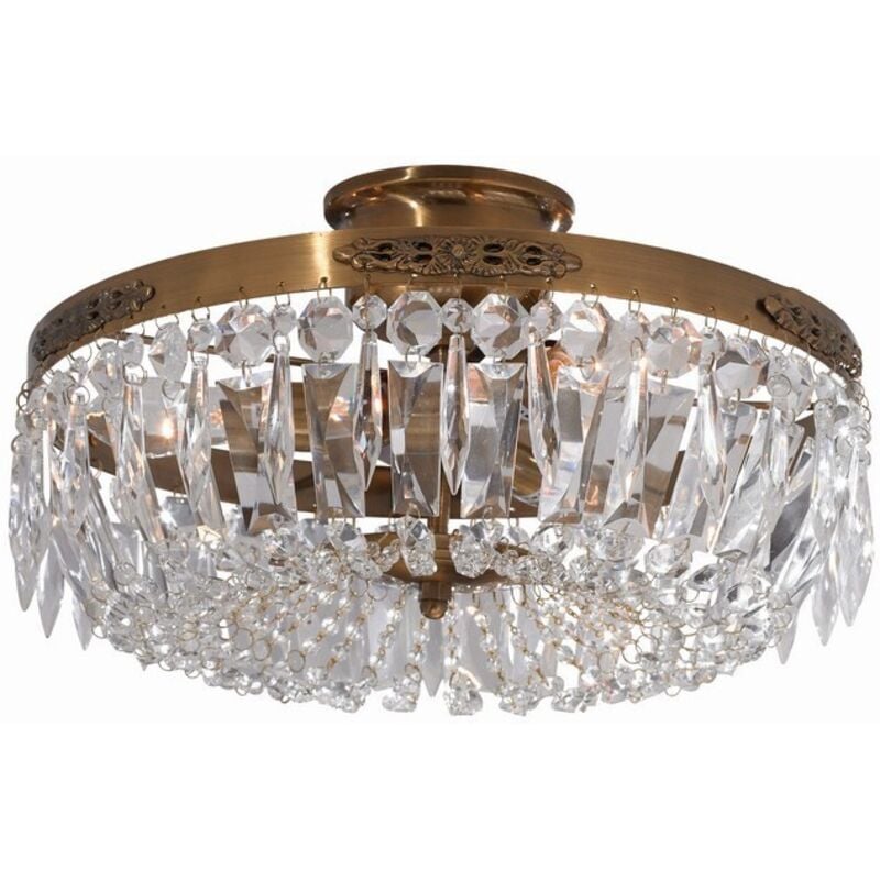 Markslojd - strsholm - Lámpara de araña de techo semi empotrada de 3 luces de cristal antiguo, E14