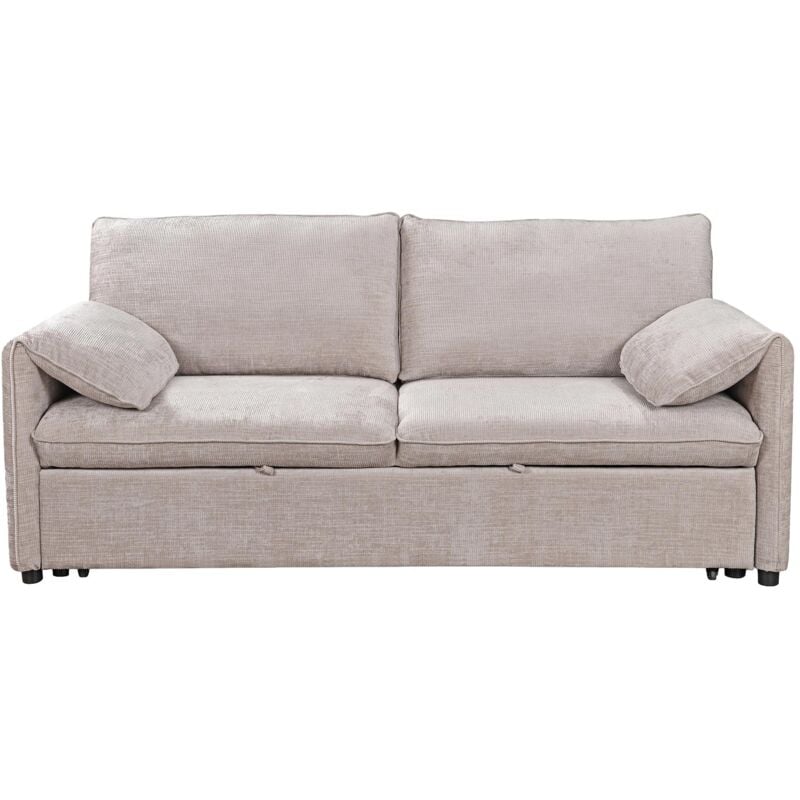 Mobilier Deco - marla - Canapé 3 places convertible en velours chiné beige