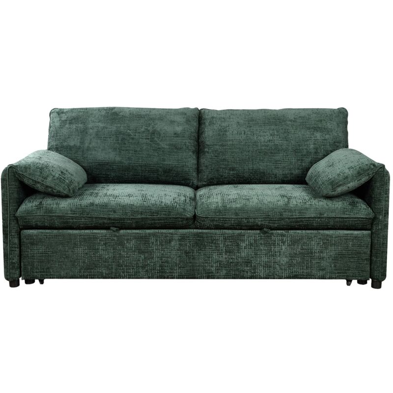 Mobilier Deco - marla - Canapé 3 places convertible en velours chiné vert