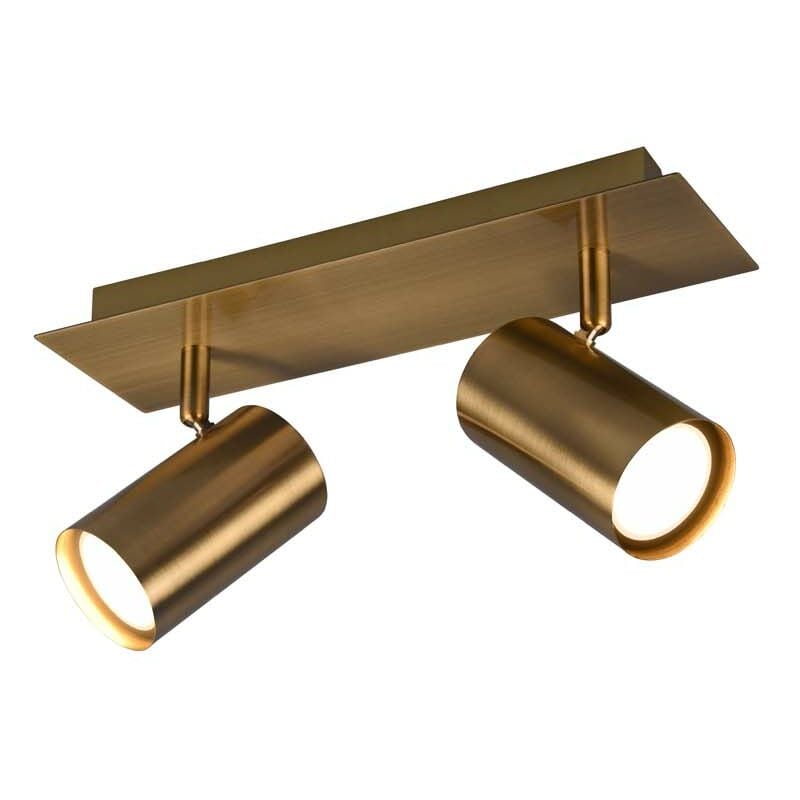 Marley Barre 2 Spots Cylindre Laiton Vieilli 30 cm