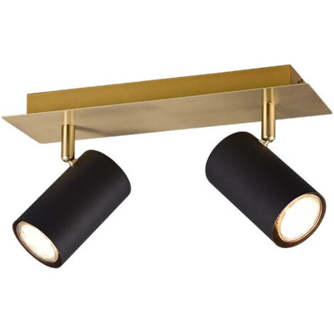 Marley Gold Base Spot 2 Spots Cylindriques Noirs Ajustables Trio Lighting