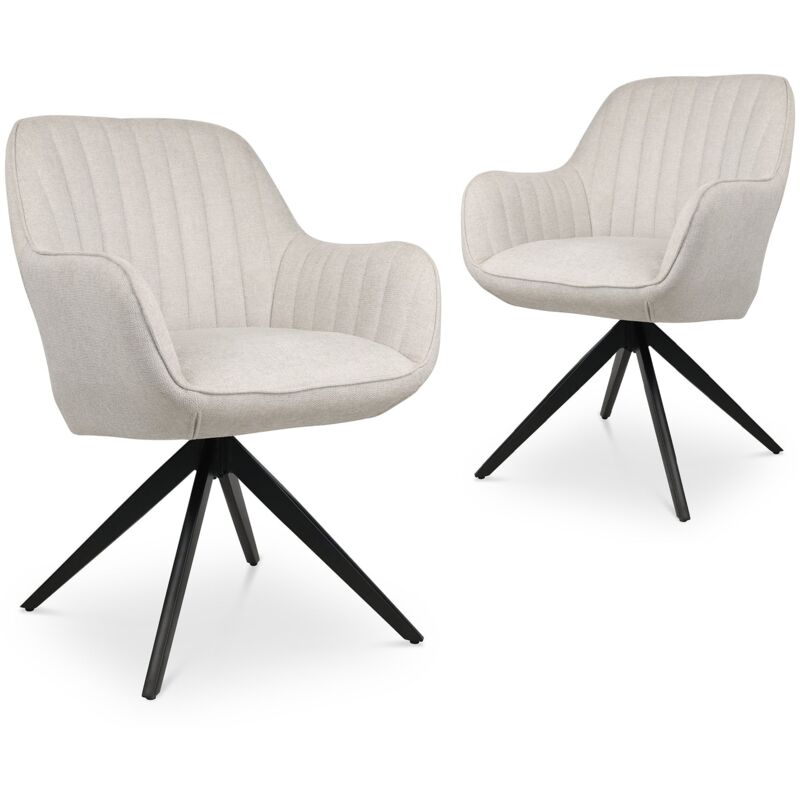Deco In Paris - Lot de 2 chaises pivotantes en tissu beige marley Deco In Paris - Lot de 2 chaises pivotantes en tissu beige marley