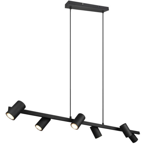 MARLEY SOSPENSIONE RETTANGOLARE NERO OPACO CON BARRA 6 CILINDRI L. 115CM ATTACCO GU10