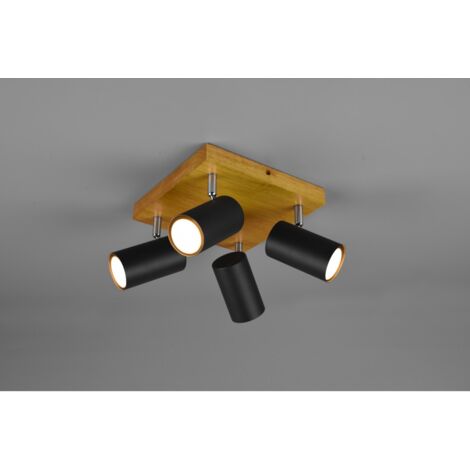 Marley Spot 4 Spot GU10 Noir Et Bois 22x22 cm Trio Lighting