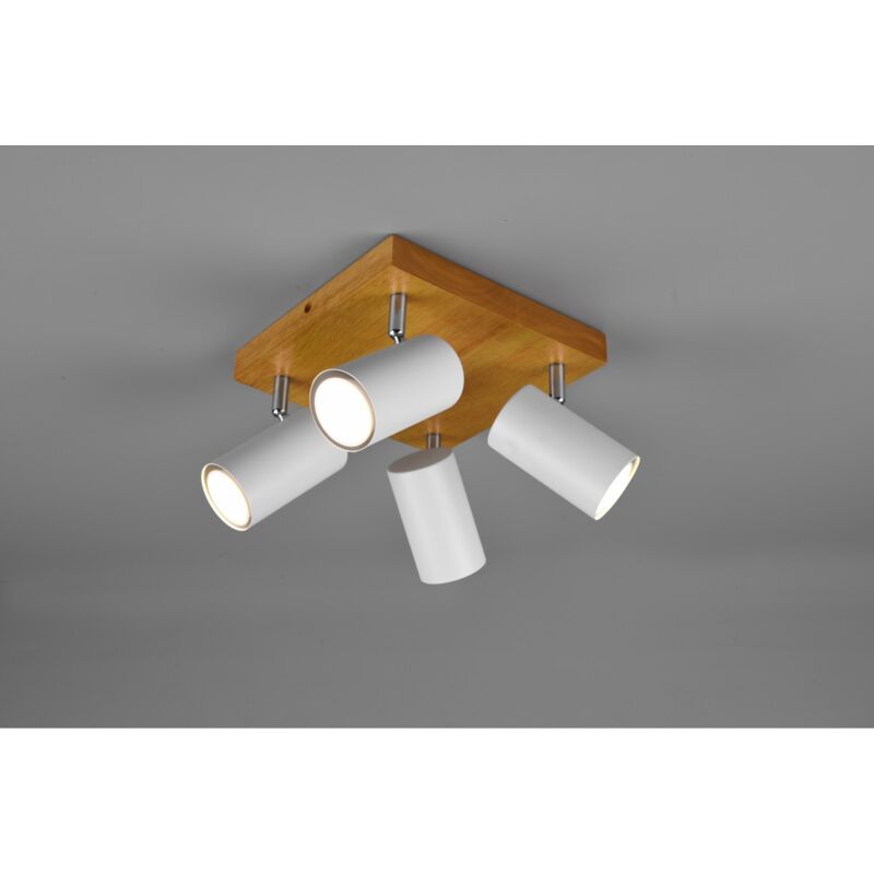 Iperbriko - Marley Spot 4 Spots GU10 Blanc Et Bois 22x22 cm Trio Lighting