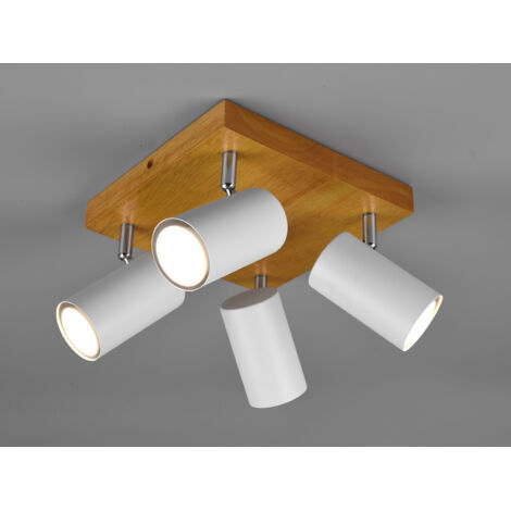 Marley Spotlight 4 Spot GU10 Weiß und Holz 22x22 cm Trio Beleuchtung
