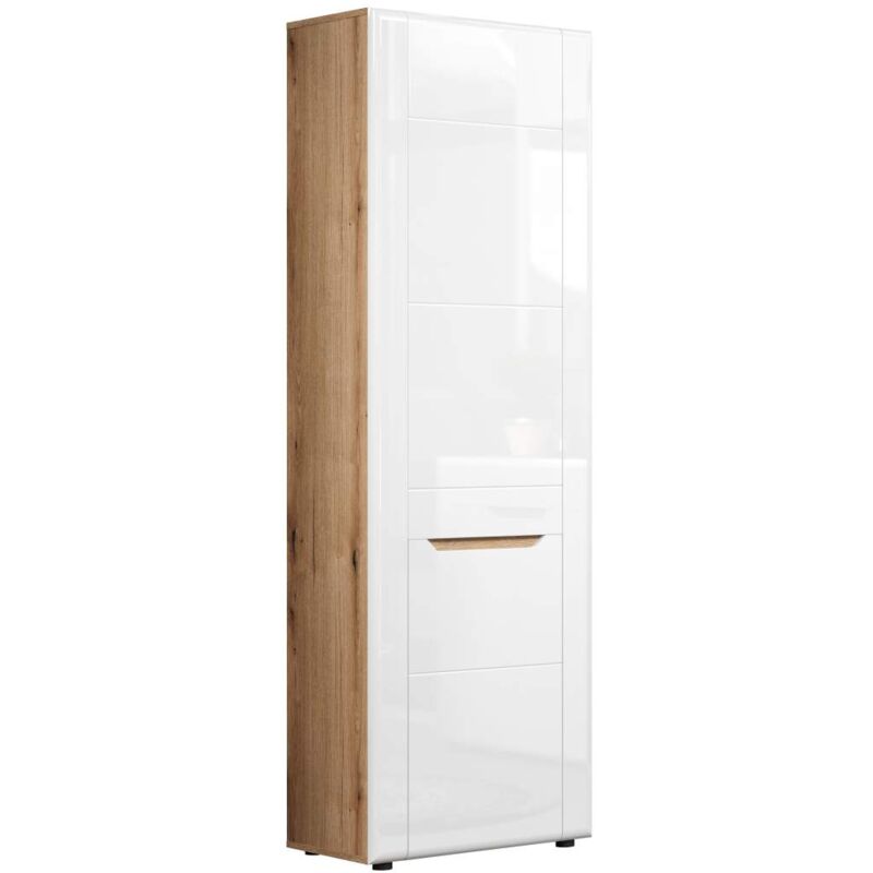 Ebuy24 - Marlon armoire de rangement brillant blanc, chêne décor.