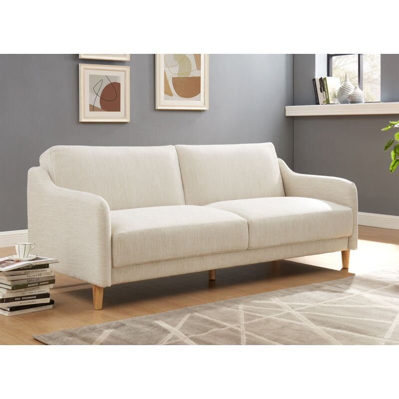 Deco In Paris - marlon - Canapé clic clac 3 places en tissu beige marlon