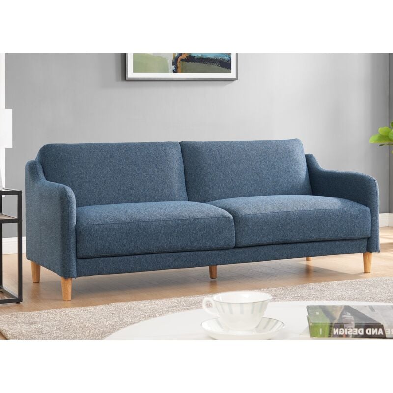 Deco In Paris - marlon - Canapé clic clac 3 places en tissu bleu marlon