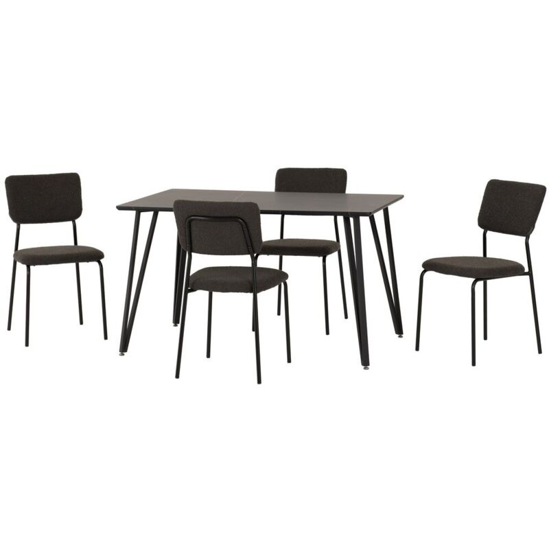 Marlow & Sheldon Indoor Dining Set with 4 Chairs - Black Marble/Grey Boucle Fabric