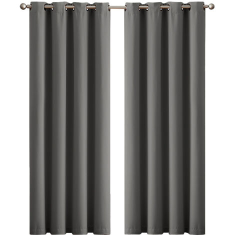 Marlow2x Blockout Curtains Panels 3 Layers Eyelet Room Darkening 117x137cm Charcoal