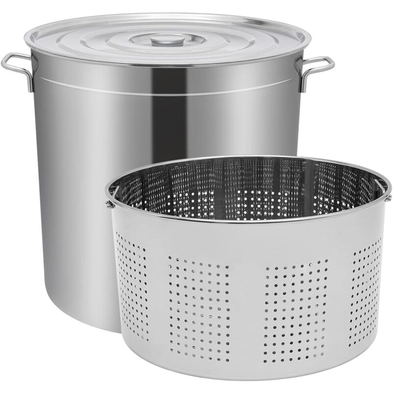 Marmite à soupe 100 l avec couvercle et panier, en acier inoxydable, avec panier