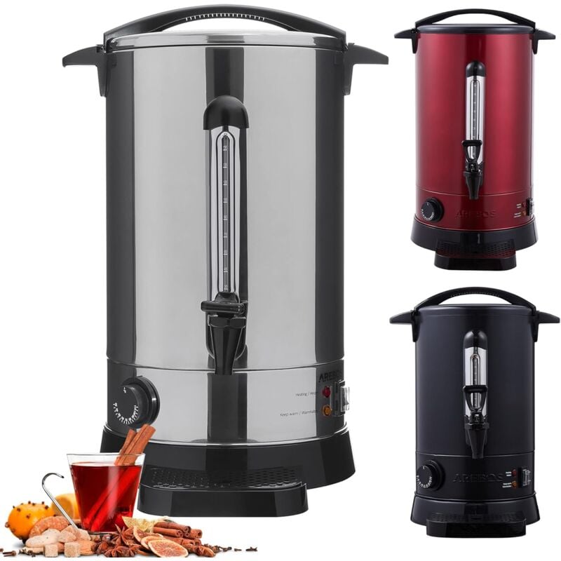Distributeur de Boisson Chaudes 1650W Chaudière à eau 20L 90 Tasses Marmite à Vin Chaud en Inox Thé Café Soupe Dispositif de réchauffement Thermostat