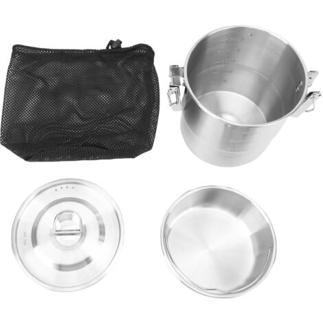 Marmite de Camping 304 Stainless Steel Autocuiseur Portable à Deux Poignées pour Hiking et Aventure