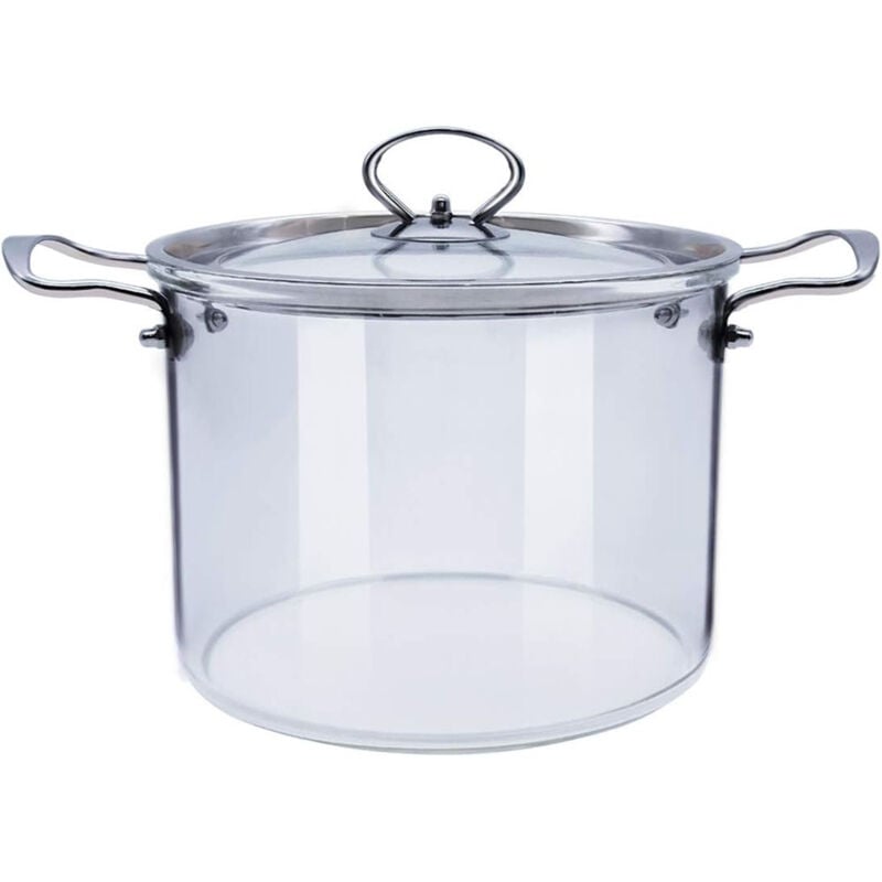 Bluedeer - 6Marmite en verre avec couvercle Marmite en verre transparent (3,5 l)