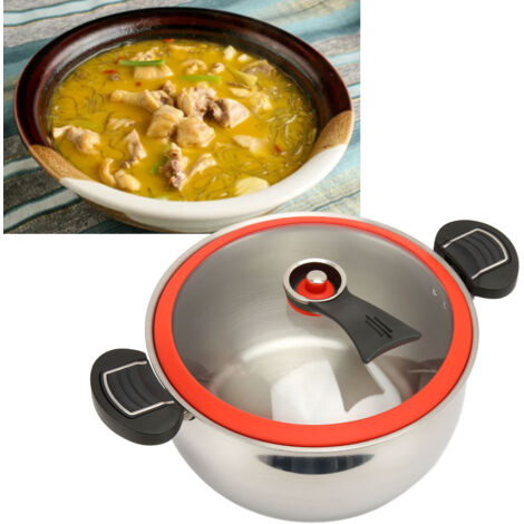 Marmite micro-pression 7L inox pour induction & gaz Pot à soupe & viande multi-fonctions Couleur inox