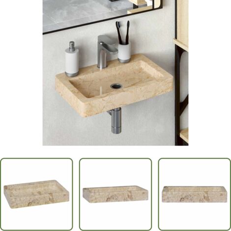 Mármol -  Lavabo de pared mármol crema 38x24x6,5 cm
