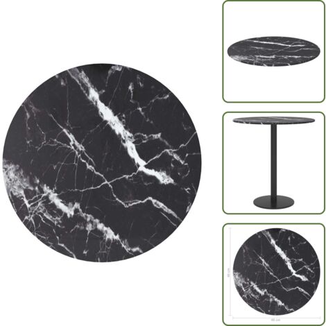 Mármol - vidaXL Tablero de mesa diseño mármol vidrio templado negro Ø40x0,8 cm - Mesa de comedor de mármol
