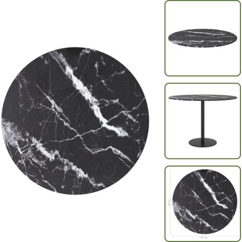 Mármol - vidaXL Tablero de mesa diseño mármol vidrio templado negro Ø60x0,8 cm - Mesa de comedor de mármol